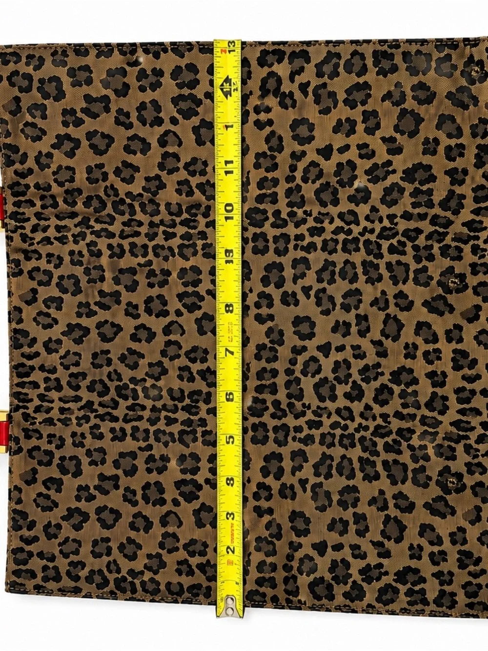 Fendi Leopard Print Tote Bag with Red Leather Handles